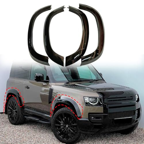 FTAPACCE 4 PZ Passaruota Estesi e Sopracciglio Ruota Adatti per Land Rover Defender 90 L663 2020-2025 (Nero Lucido)