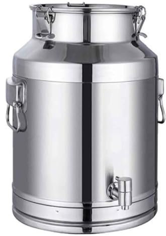 MIDUOLAI MilchtransportbehäLter FüR BauernhöFe, Milchkanne Weinfass Wassereimer öLbehäLter Mit Versiegeltem Deckel Und Wasserhahn,Silber,58L