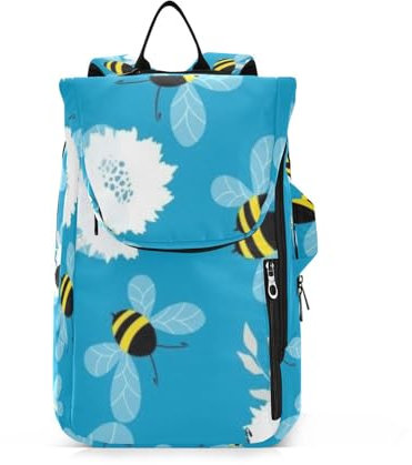 Amooorous Tennis-Rucksack für Damen und Herren, wasserabweisend, Cartoon, niedliche Biene, Blume und Weiß, 3 Schläger, Badmintonschläger-Tasche für Damen und Herren