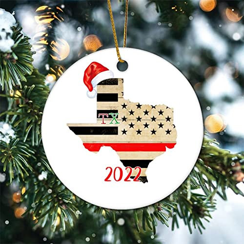 Weihnachtsbaumschmuck 7.3cm, Amerikanische Stars and Stripes Texas Us Karte Silhouette Lustig Christbaumschmuck Anhänger Personalisierte Weihnachtsanhänger Lustige Weihnachtsschmuck