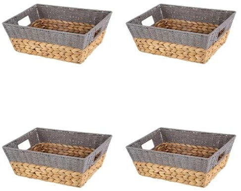 WANGHAI-666 Frutero Cestas de Frutas de ratán de Forma Cuadrada, Cuencos de Almacenamiento Tejidos, Llavero apilable for Estante, Mesa de Cocina, Juego Natural de 4 Cesta de Frutas