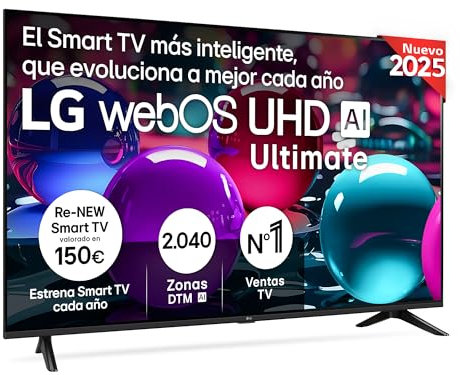 LG 55UA73006LA - TV 55, UHD 4K, WebOS 25, Ultimate IA, HDR10 Pro, Super Upscaling, Dolby Digital Plus, Google Assistant, Negro