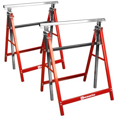 Werkzeugkönig® 2 Stück Arbeitsbock Gerüstbock Untergestell höhenverstellbar 80-130 cm zusammenklappbar bis 200 kg belastbar