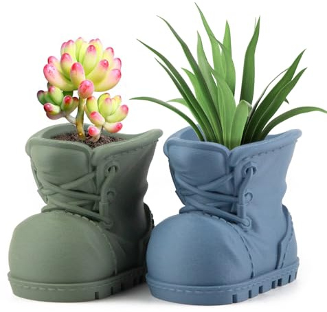 BEYONGME 2 Pack Cute Boot Planter Small Plant Pots, Garden Decorative Planter Indoor Pot for Succulent Plant, Cactus, Herbs and Flowers