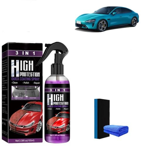 3 In 1 High Protection Quick Car Coating Spray, 2025 Car Ceramic Coating Spray, Car Ceramic Coating Agent, Plastic Parts Refurbish Agent, Quick Coat Car Wax Polish Spray For Cars (100ml)