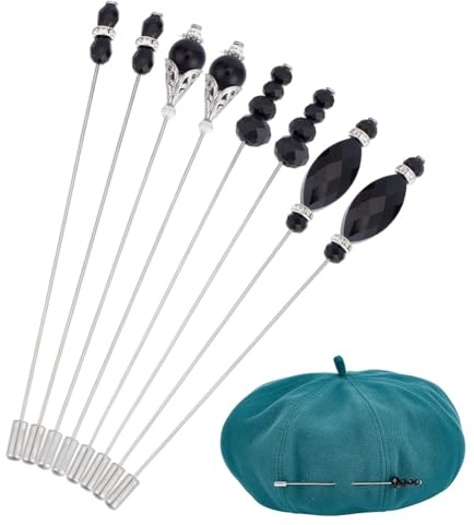 DELORIGIN 8 STÜCK Vintage Sicherheitshutnadeln Stick Anstecknadel Messing Langer Griff Nadel Zubehör Für Krawatte Schal Hüte Anzüge Broschen Dekorativ