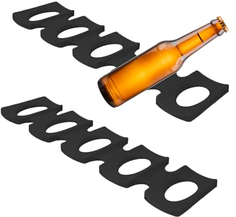 Lansls Set Di 2 Portabottiglie Per Frigorifero, In Silicone, Antiscivolo, Portabottiglie Pieghevole, Può Contenere 15 Bottiglie, Per Cucina Pantry Cabinet Porta Birra (Nero)