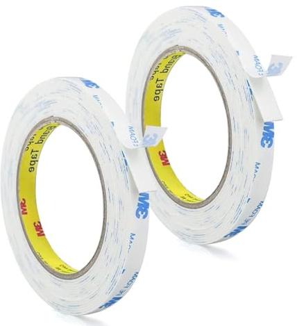 2 Rollen 3m Doppelseitiges Klebeband Weiß, PE Doppelseitiges Klebeband, Wasserdichtes Starkes Klebeband, Selbstklebend 6m Länge,1cm Breite Für Home Und Auto Dekorationen