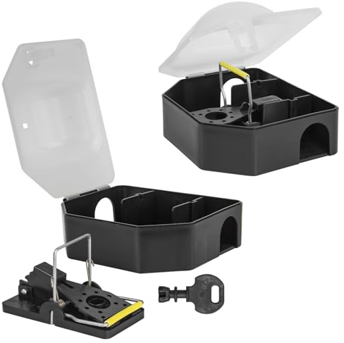 Mausefalle Mäusefalle Mäuse Maus Garten Koederbox Köderbox Ecke Köderstation für Mäusegift Mäuseköderbox Gift Koeder Wühlmaus Maeuse transparent Schlüssel 1-30 STK Petigi, Anzahl:2