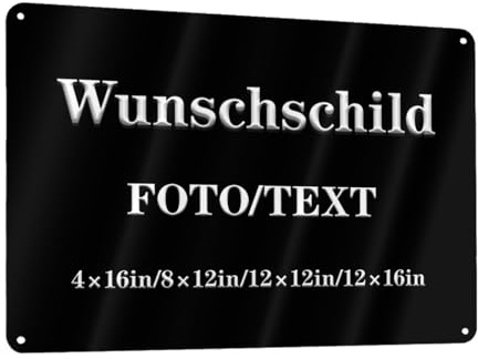 Schild selbst gestalten mit Wunschtext, Personalisiert Schildermit eigenem Text, Bild, Symbolen, personalisierbar & wetterfest, für Parken, Wegweiser, Pferde, Hunde (Aluminium,12×8in)
