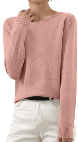 Strickpullover Damen Elegant Einfarbig Strickpulli Herbst Winter Merinowolle Pullover Dünne Feinstrick Winterpullover Stretch Warm Wollpullover Basic Rundhals Pulli Kaschmir Gestrickter Sweater S-3XL