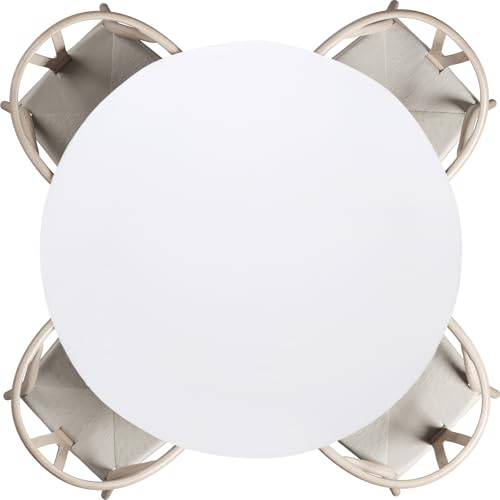 QUARKZMAN Cubre Mesa Redondo Cubremesa Redondo Ajustado con Borde Elástico Mantel para Picnic Comedor Exterior Camping Ajusta 40-44 Blanco