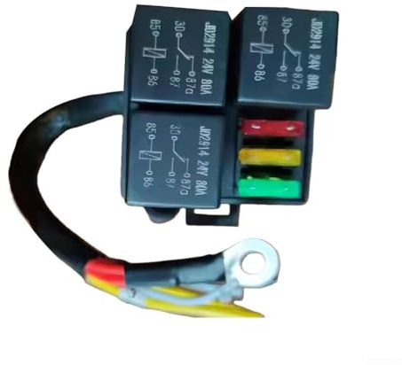 MeevrgR Scatola relè per fusibili precablata da 24 V, alloggiamento a 3 posizioni con slot per fusibili ATC/ATO, include relè da 24 V e cablaggio per uso automobilistico e marino