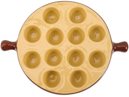 Generico Piatto per Lumache in Ceramica da 6,75 12 Fori, Resistente al Calore Manici Ergonomici, Vassoio Anti-scivolo per Cottura e Servizio Domestico e Ristorazione