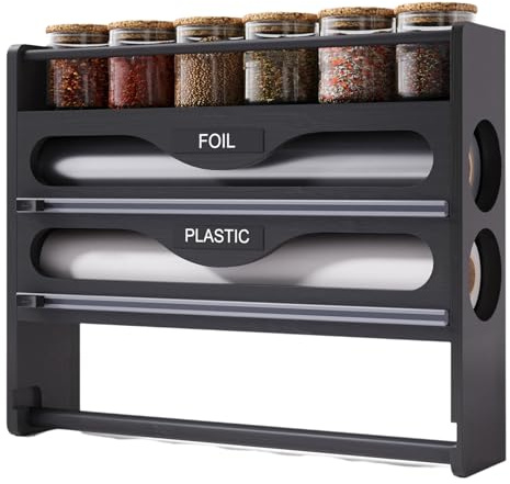 Zeihyeurus Frischhaltefolienspender,Folienspender Schublade,Abroller FüR Alufolie Und Frischhaltefolie,Folienabroller Folienspender Mit Cutter,Spender FüR Alufolie Und Frischhaltefolie
