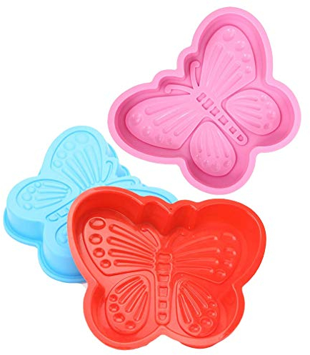 KBstore 3 Piezas Forma de Mariposa Moldes de Silicone - Molde Antiadherente de la Torta de Silicona para Repostería, Bizcocho, Tartas, Repostería, Bizcocho, Gelatina Grande, Pan