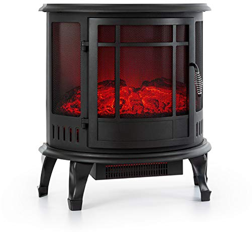 Klarstein Megève Chimenea Eléctrica, 1850 W, regulable, LED InstaFire sin fuego y humo, mando a distancia, termostato, protección contra sobrecalentamiento, color negro