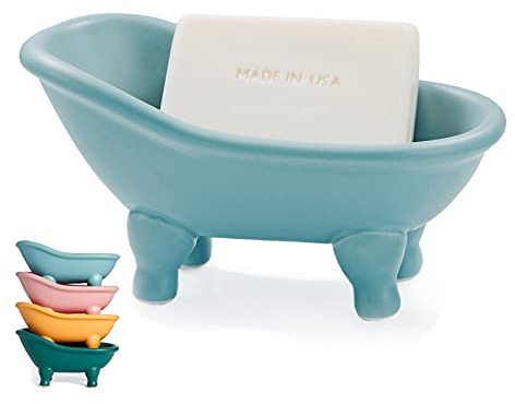 1 mini porte-savon décoratif en céramique colorée de 14,2 cm pour hamster (bleu)