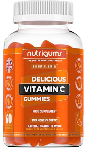 Vitamin C 80mg Gummy | Orange Flavour | 60 Vegan Gummies | Immune, Energy & Collagen Formation Support by NUTRIGUMS®