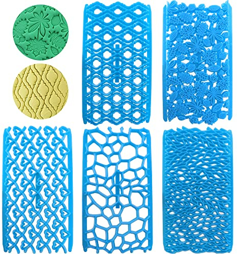 HengKe 5 Pcs Cake Fondant Embossing Mould Set - Different Patterns Fondant Embosser Baking Decoration Mold for Chocolate, Cookie, Cupcake