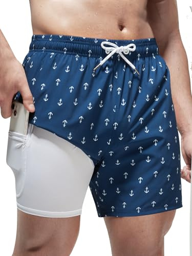 Arcweg Costume da Bagno per Uomo e Ragazzo, Pantaloncini da Bagno con Compressione Liner 2 in 1, ad Asciugatura Rapida, Pantaloncini da Surf Elastici con