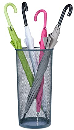 Relaxdays Regenschirmständer, Stahl, HxD: 50 x 26 cm, Schirmhalter für Gehstöcke & Regenschirme, Gitteroptik, anthrazit