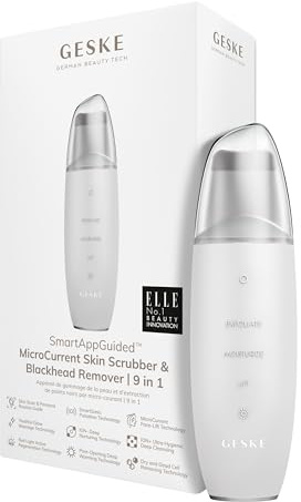 GESKE | SmartAppGuided™ MicroCurrent Skin Scrubber & Blackhead Remover | 9 in 1 | Skincare Tools | Face Cleaning | Anti Aging und Reinigung | Professionelle Gesichtsstraffung | Mitesserentferner