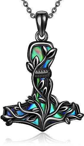CUPENDA Thor Hammer Halskette Sterling Silber Mjolnir Baum des Lebens Wikinger Anhänger Wikinger Schmuck Geschenke für Damen