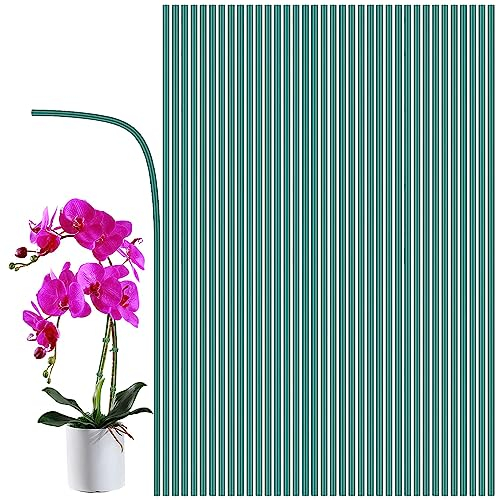 Pflanzenstützen Pflanzstäbe, 20 Stück Pflanzenstützstäbe Grün Rankhilfe 40CM Metall Gartenpfähle Tomatenstäbe für Blumen Topfpflanzen