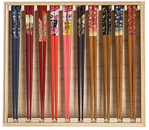 bacchette giapponesi chopsticks Bacchette usa e getta set antiscivolo per uso domestico, bacchette giapponesi in fiore di ciliegio(Color:1,Size:)