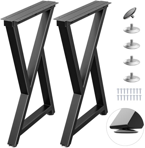 TOCRETOARE Metal Table Legs Heavy Duty, 28”H x 18”W, Metal Furniture Legs for Dining Desk Bench and Coffee Table, Industrial Black DIY Iron Bench Legs, Set of 2