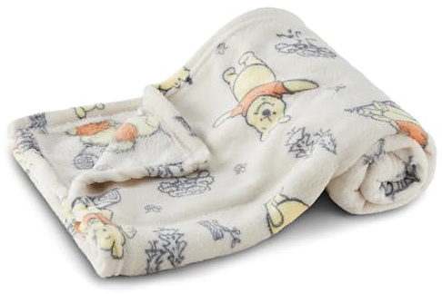 Disney Flanell-Fleece-Babydecke, weich und gemütlich, 76,2 x 101,6 cm, mit Mickey Mouse, Minnie Mouse, Winnie Puuh und Dumbo