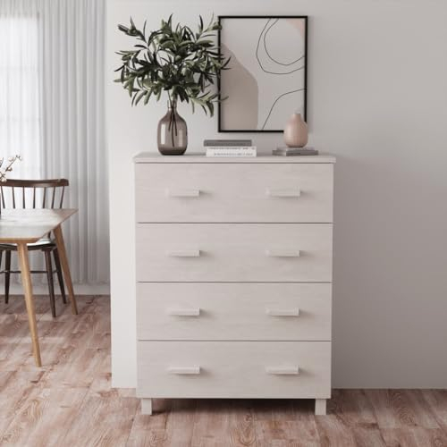 HETFTJN Sideboard, Nachtschrank Schuhschrank Schmal Besenschrank Mehrzweckschrank Geeignet für Küchenzeile Office Flur Wohnzimmer HAMAR Weiß 79x40x103,5 cm Massivholz Kiefer