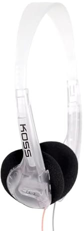 Koss CL/2 Clear Transparent On-Ear Headphone, Lightweight, 3.5mm Jack, 6 Foot Cord