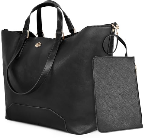 PS PETITE SIMONE Handtasche Damen Groß Shopper tasche Mit Geldbörse Große Kapazität Umhängetasche PU Leder Schultertasche Henkeltasche für Büro Schule Einkauf Arbeit