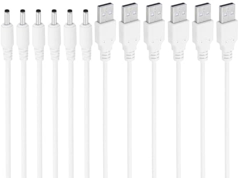 PATIKIL Cavo Alimentazione 3ft Usb 2.0 Tipo A a Dc 3,5x1,35 mm Jack Cilindrico, 6pz Adattatore Cavo Cavo Ricarica per Ventole Lampada Altoparlante, Bianco