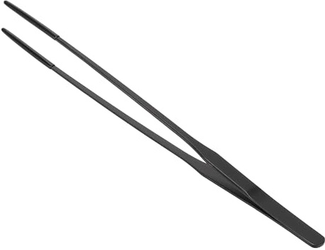 CAPASTEC Reptile Feeding Tongs, Stainless Steel Lizard Feeding Tongs, Aquarium Straight Feeding Tweezers for Reptiles with Rubber Tip, Terrarium Feeding Tong for Gecko, 10.63 Length, Black