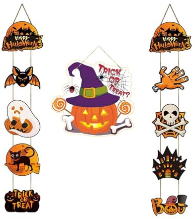 3 Piezas Cartel Colgante de Halloween, Letrero de Puerta de Halloween, Colgante de Puerta de Halloween, Colgador de Puerta de Halloween, Letrero Colgante de Halloween para Decoración de Fiestas En