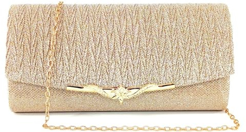 KBRPEY Damen Clutch Metallic Pailletten Abendtasche mit Abnehmbarer Kette Elegant Abendtasche Handtaschen Umschlagtasche Schultertaschen für Hochzeit Party Freizeit Date