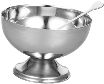 Yardenfun 3 Pz Tazza Da Dessert in Acciaio Inossidabile Piatti Di Gelato Coppetta Antipasto Semifreddo Ciotola Trasparente Coppa Gelato Tazze Per Snack Macedonia Ciotola in Acciaio Silver