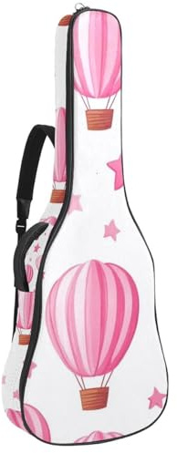 Bassgitarrentasche, 101,6 cm, 101,6 cm, doppelter verstellbarer Schultergurt, Akustikgitarre, Gigbag, Gitarrenkoffer, wasserdichtes Oxford-Gewebe, dicker Schwamm, rosa Heißluftballon, Rosa