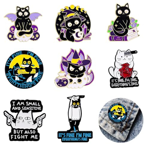 Limeow 8 Stück Pin Anstecker Enamel Brosche Cute Buttons Cartoon Emaille für Kleidung Rucksäcke Hüte Papiertaschen