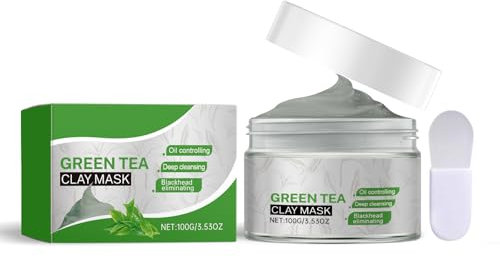 Green Tea Clay Mask, Mitesser Maske und gegen Akne - Gesichtsmaske gegen unreine Haut - Schlamm Maske für Gesicht und Körper (B)