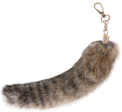 Asudaro Tierschwanz Anhänger - 30cm Kunstpelzschwanz-Anhänger Waschbärschwanz-Anhänger pelziger Schwanz realistisch dekorativ zum Aufhängen für Handtasche Rucksack Schlüsselbund