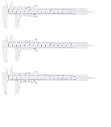 Digital Calliper,Plastic Vernier Caliper Gauge,3 PCS 150mm 6 Inch Calipers Measuring Tool Vernier Measuring Eyebrow Caliper Vernier Caliper Micrometer Measurement for Precision Measurements Outside