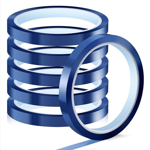 Jesustree Cintas Térmicas de Azul, 6 Rollos 10 mm x 33 m Cinta Adhesiva Alta Temperatura, sin Residuos, Cinta Resistente Al Calor, sin Residuos, para Sublimación, Soldar, Pintura, Placas de Circuito