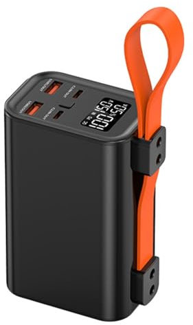 KhUkhu Power Bank Portatile con Luce LED, Ingresso/Uscita PD 100W, Batteria Ad Alta capacità da 30000 mAh, per Telefoni Cellulari E Tablet,Nero