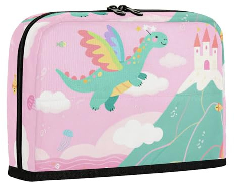 WDdZzyy Federmäppchen mit niedlichem Cartoon-Dinosaurier-Motiv, große Kapazität, Kosmetiktasche, schmale Schreibwaren-Aufbewahrung für Studenten, Gymnasium