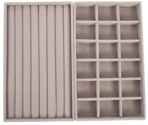 POPETPOP 2 Plateaux Rangement Bijoux: Pour Ranger Et Présenter Des Boucles D'oreilles, Des Colliers, 21X12.5X2.5 Cm