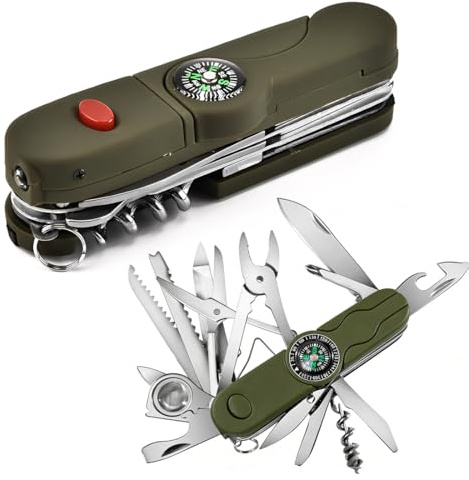 PHYNDR 9 X 2.3 X 3.1cm,Mini Coltellino Tascabile, 17 Funzioni, Coltellino Classico, Lima Per Unghie,Unisex,Adatto All'Esterno, Regali(Verde)